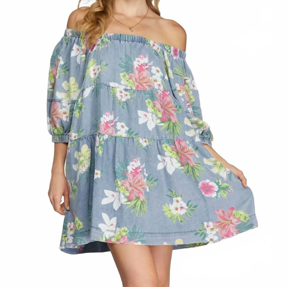 NEW FASCINATION floral print mini dress in light blue